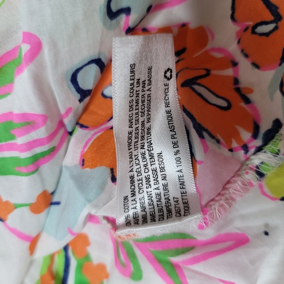 Lilly pulitzer nosey posey neon floral button up shirt size xs 100% cotton. - Picture 5 of 9